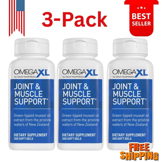 OmegaXL 300 Capsules Green Lipped Mussel Joint &amp; Muscle Supplement – Pack of 3 (900 Capsules Total)