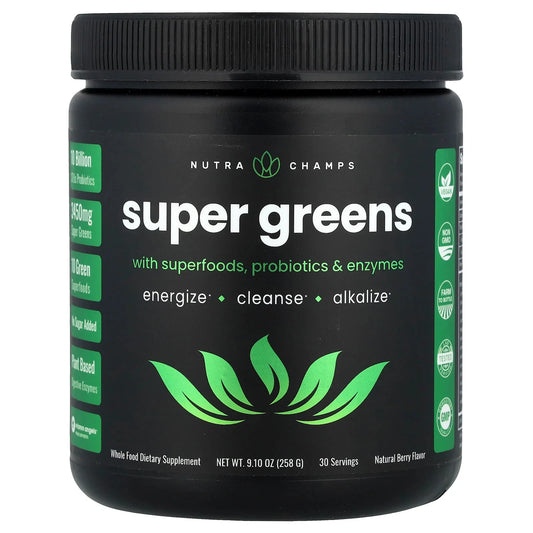 Super Greens With Superfoods, Probiotics & Enzymes, Natural Berry,