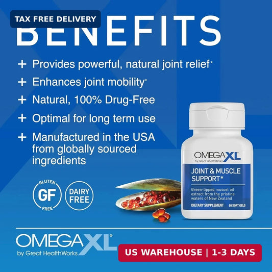 Pack Of 2 OmegaXL Joint Support Supplement, 60 Count (2 Pack) | Green Lipped