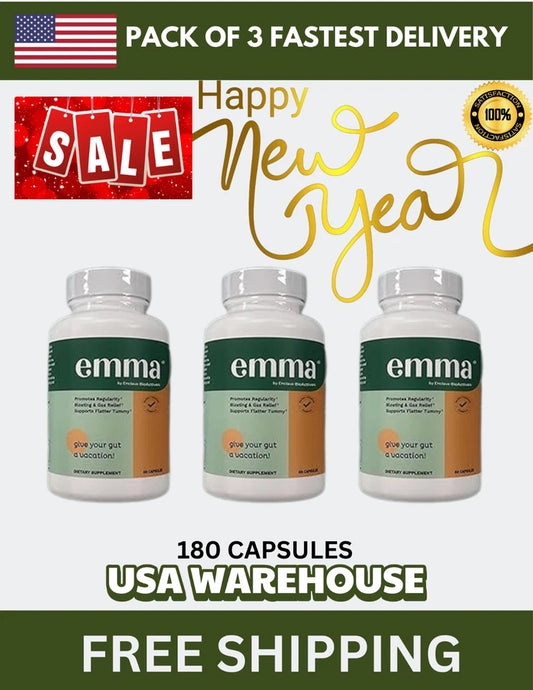 Emma Gut Health Doctors Endorsed Supplement 60 Capsules (Pack of 3) – Digestive Health Support, Gut Balance Formula, Bloating & Gas Support